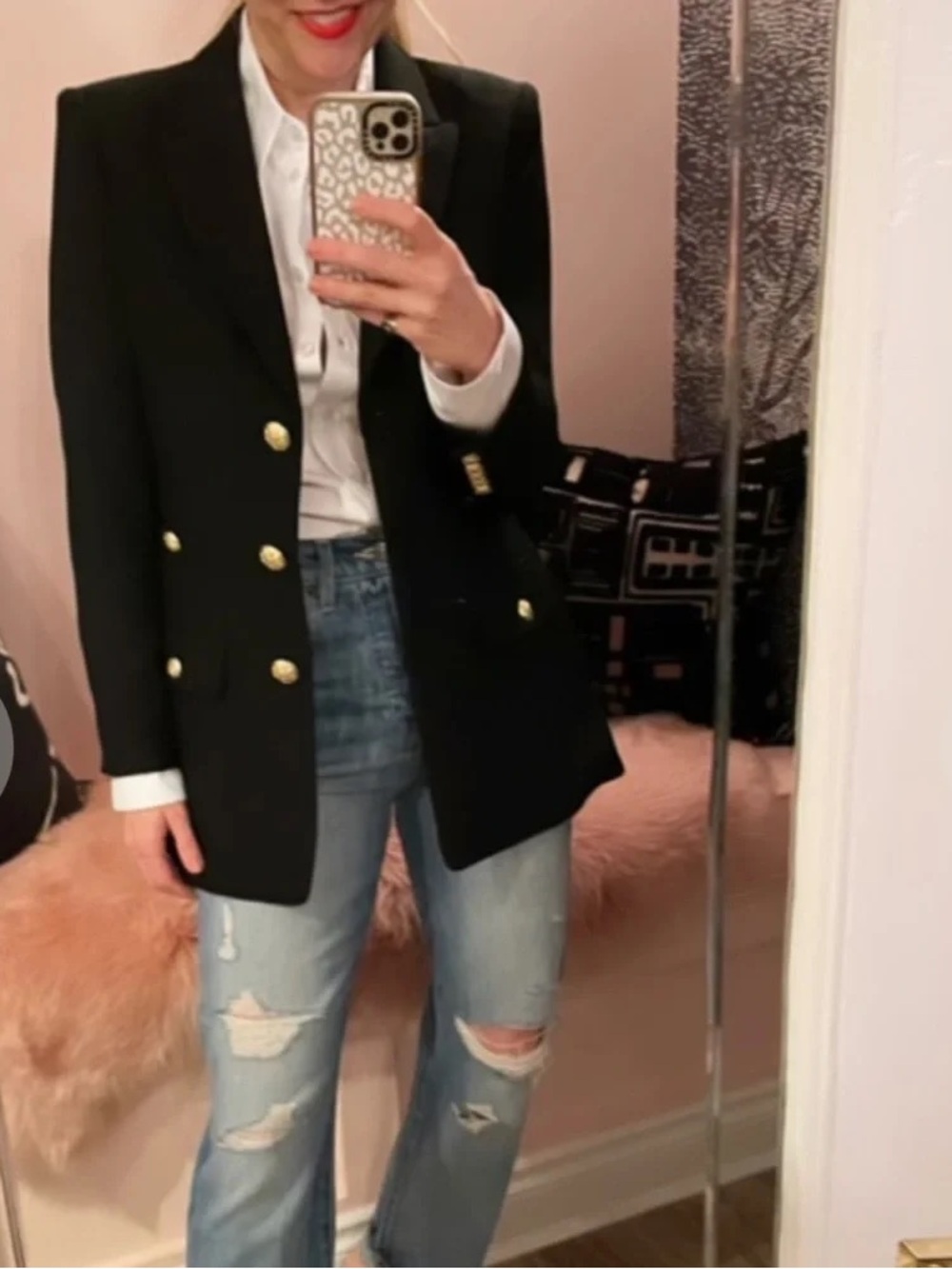 Veronica Beard Black Blazer with Leopard Lining - Picture 3 of 8